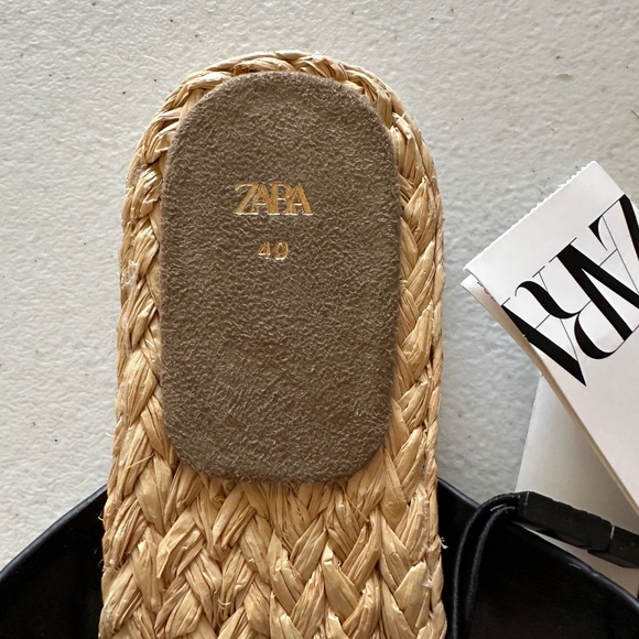 NEW Zara Leather Thong Espadrille Sandal Size 40 US 10 - Picture 3 of 6
